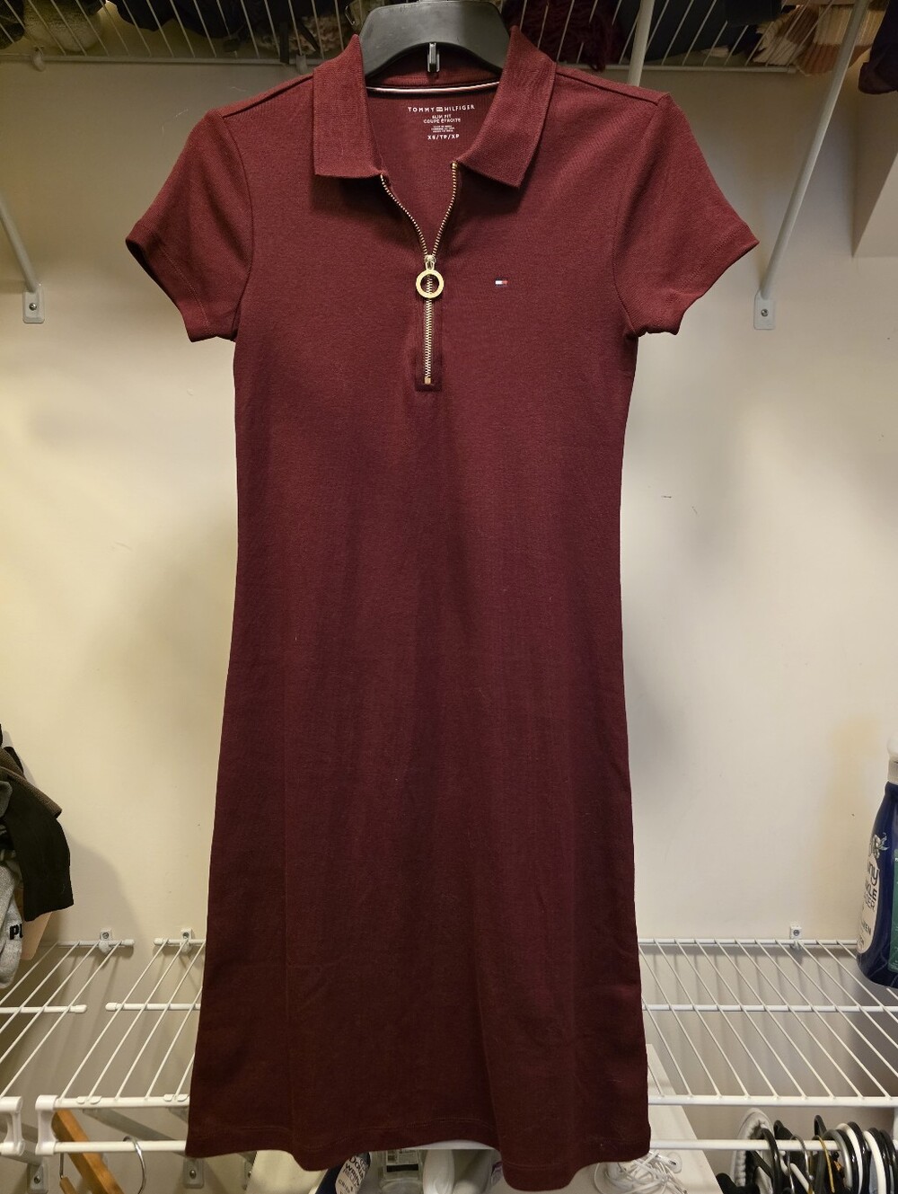 NWT Tommy Hilfiger Burgundy Zip Polo Dress